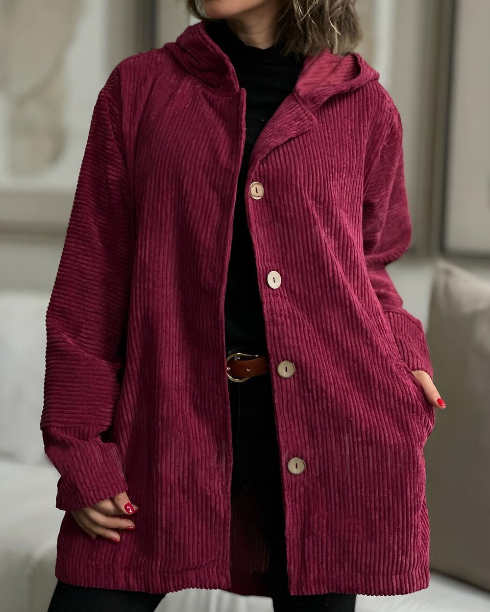 Michelle™ | Cozy Corduroy Hooded Jacket